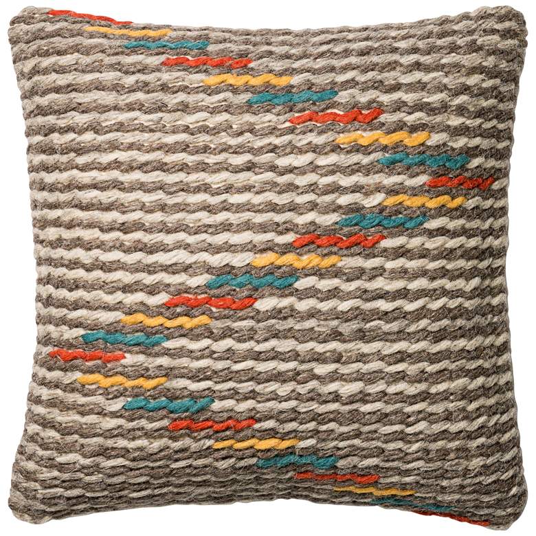 Image 1 Abel Gray Multi-Color Tribal 22 inch Square Lumbar Throw Pillow