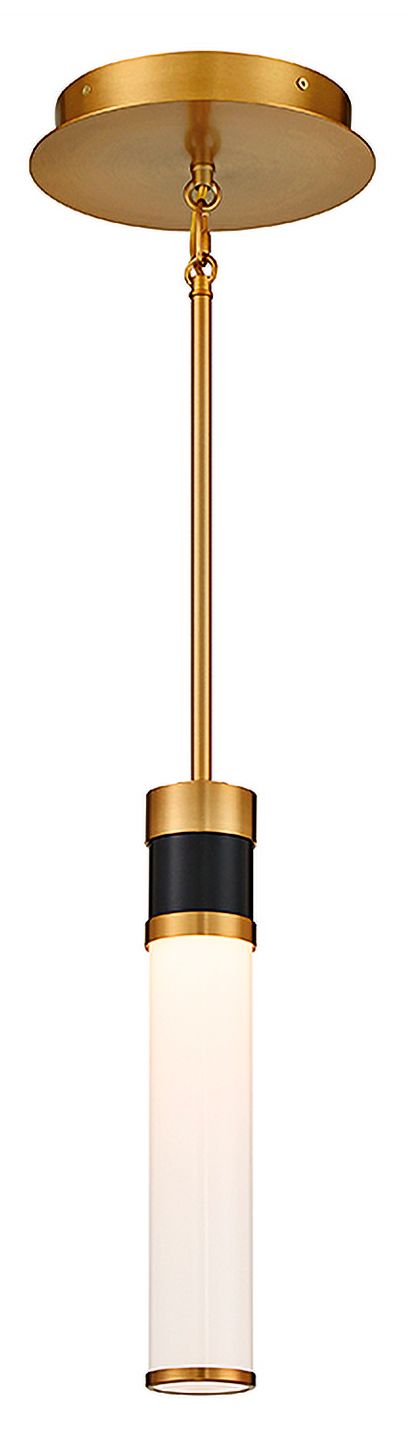 Image 2 Abel LED Mini-Pendant in Matte Black with Warm Brass Accents more views