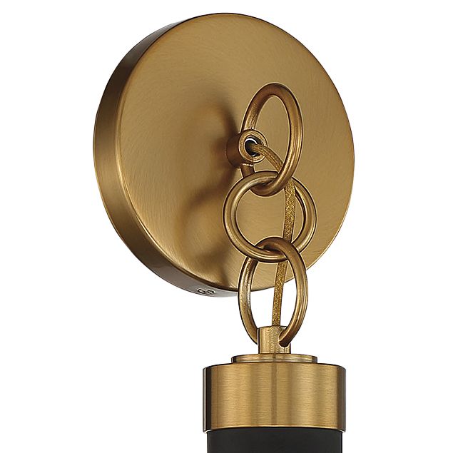 Image 2 Abel LED Wall Sconce in Matte Black with Warm Brass Accents more views