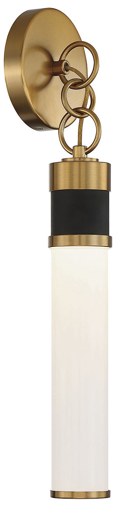 Image 4 Abel LED Wall Sconce in Matte Black with Warm Brass Accents more views
