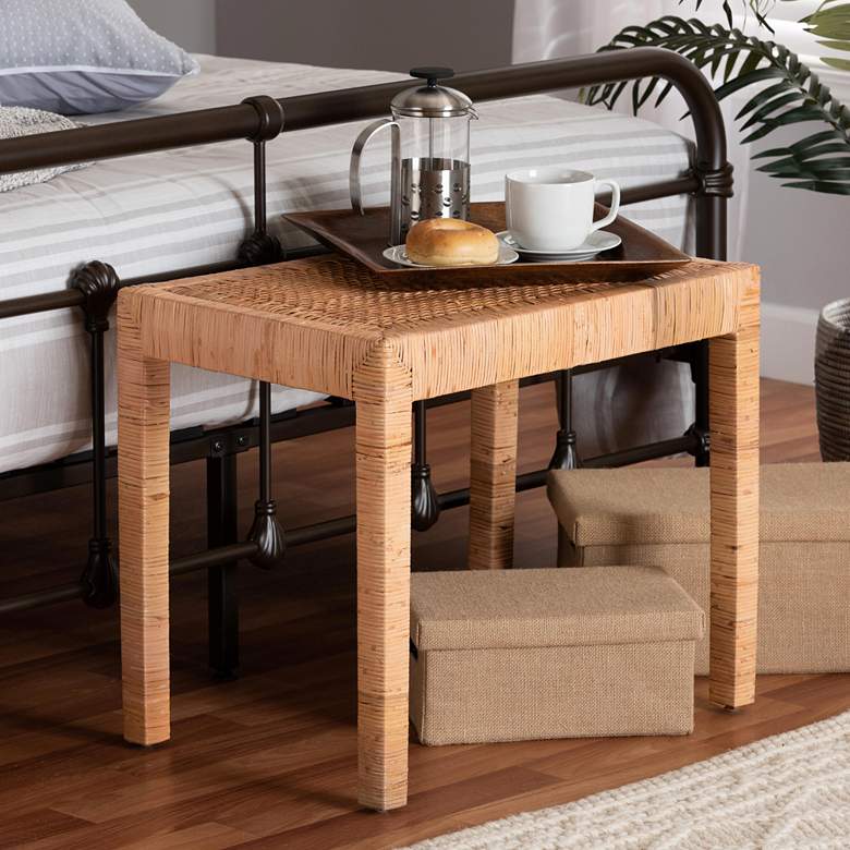 Image 1 Abelia 24" Wide Natural Brown Rectangular Short Accent Bench