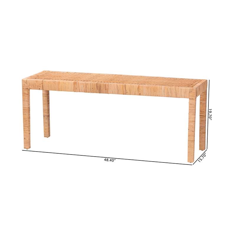 Image 7 Abelia 48 1/2"W Natural Brown Rectangular Long Accent Bench more views