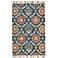 Abelia Tufted Suzani Wool Rug, Dark Blue/Orange/Goldenrod,