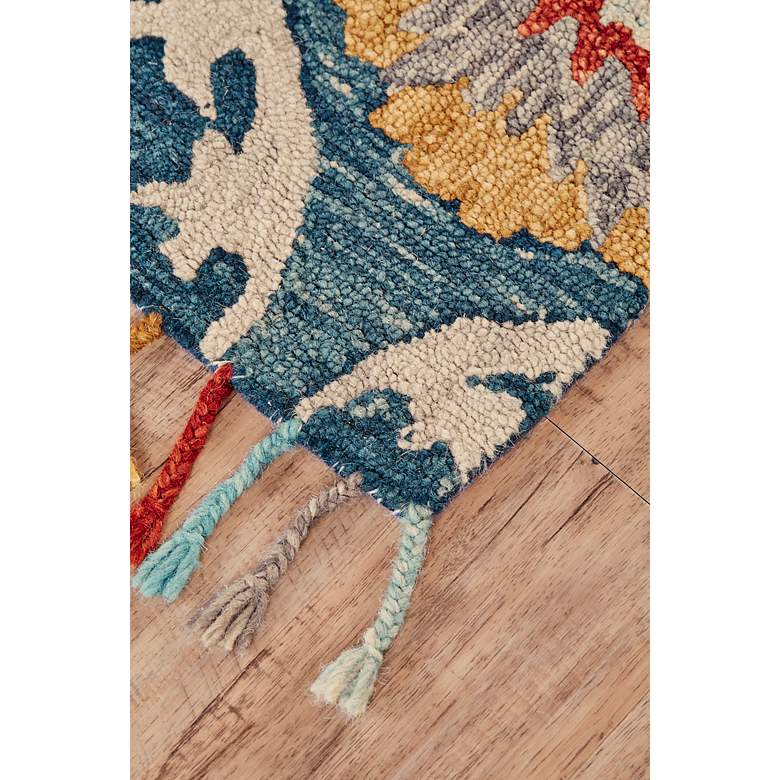 Abelia 6648673 5&#39;x8&#39; Blue Gold Tufted Suzani Wool Area Rug more views