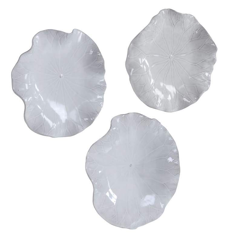 Image 6 Abella 18"W White 3-Piece Flower Ceramic Wall Art Set more views
