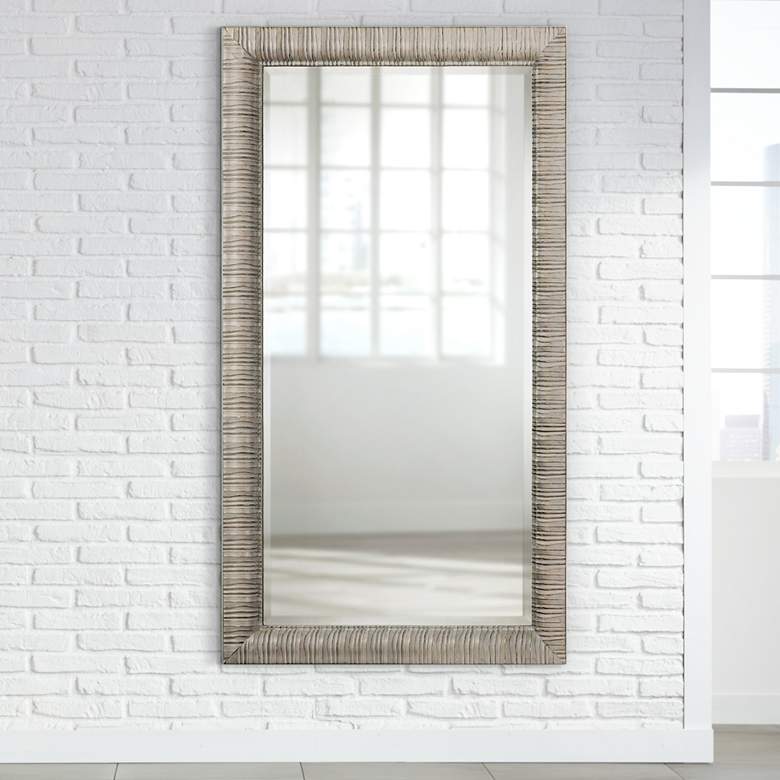 Image 1 Abenaki Ivory Gray 37 1/2 inch x 67 1/2 inch Full Length Mirror