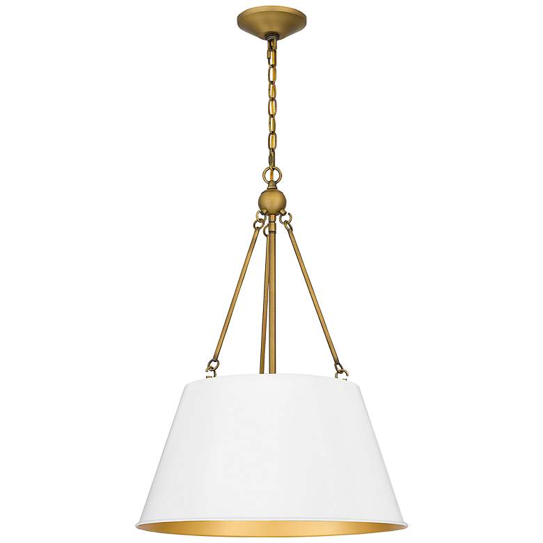 Image 2 Aberdale 18 1/2 inch Wide Aged Brass White Lustre Pendant Light