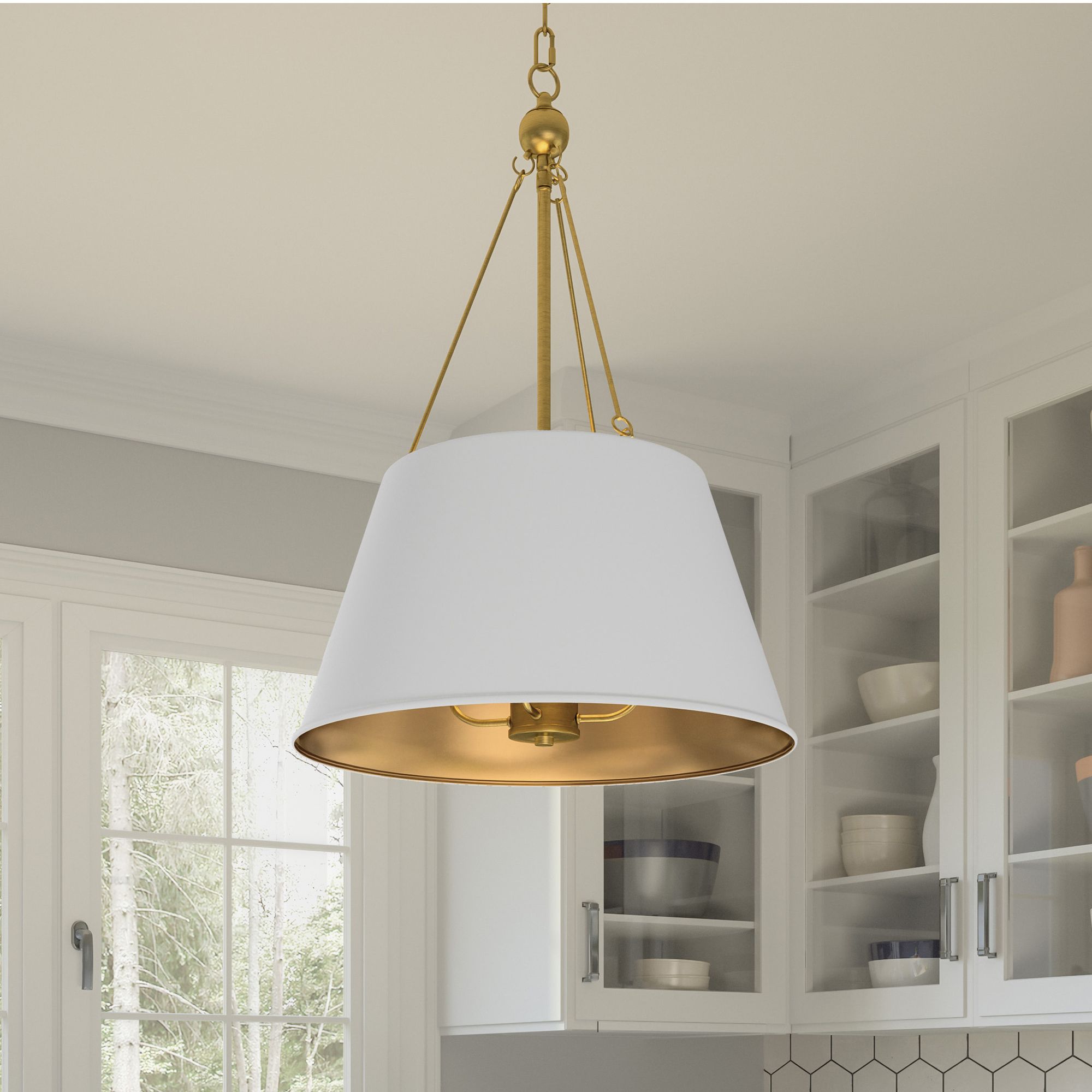 Brass white pendant light sales