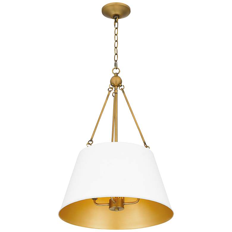 Image 4 Aberdale 18 1/2 inch Wide Aged Brass White Lustre Pendant Light more views