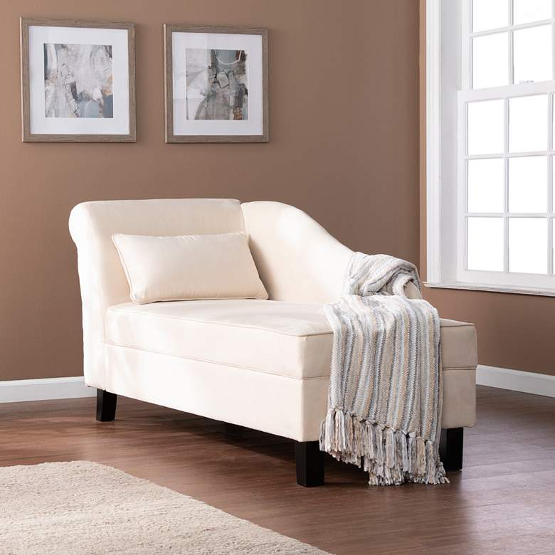 Image 1 Aberdale Khaki Suede Chaise Lounge with Storage