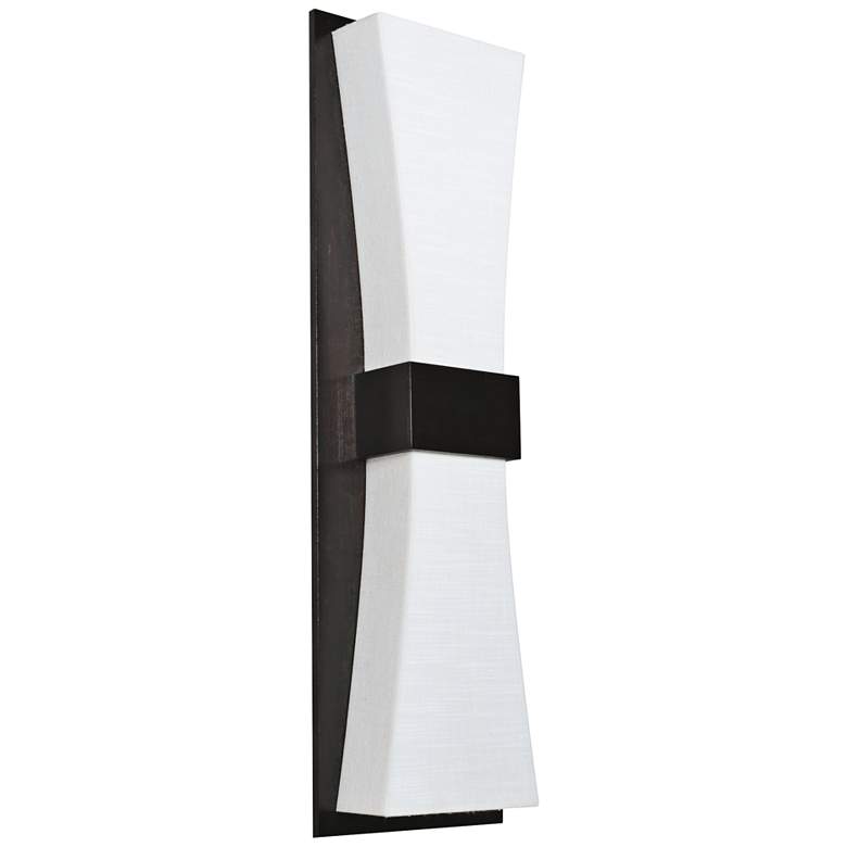 Image 1 Aberdeen 19 inchH Espresso LED Wall Sconce w/ Linen White Shade