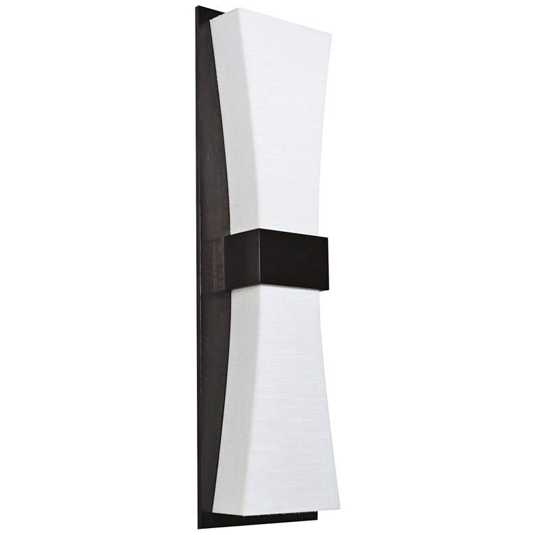 Image 1 Aberdeen 19"H Espresso LED Wall Sconce w/ Linen White Shade