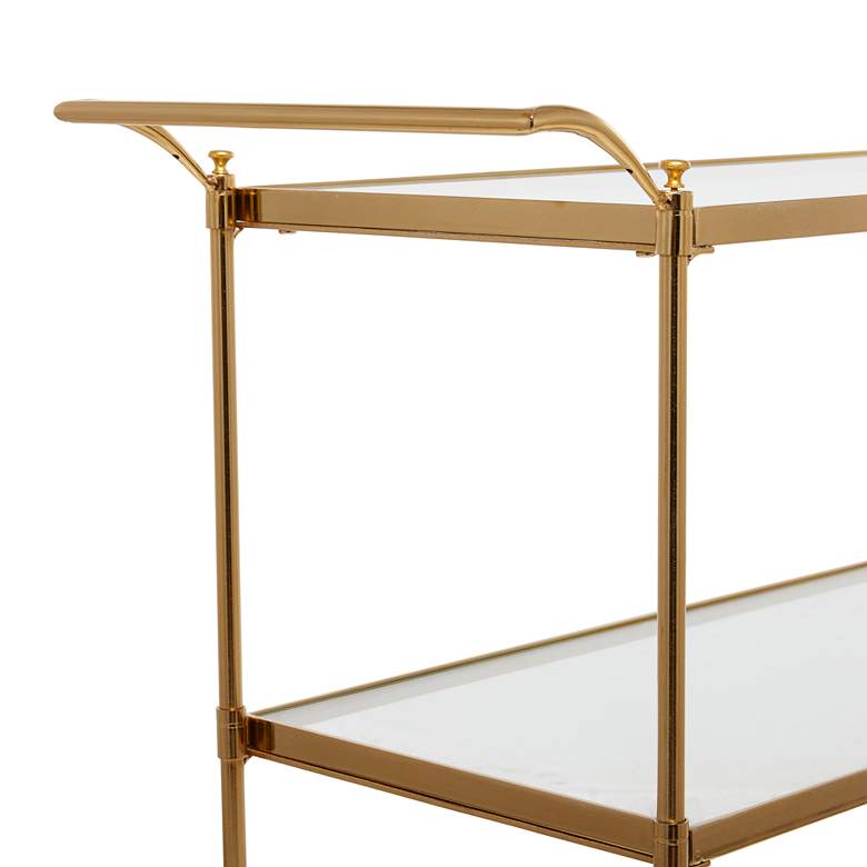 Image 3 Aberdeen 37 1/2 inch Wide Brass Metal 3-Shelf Bar Cart more views