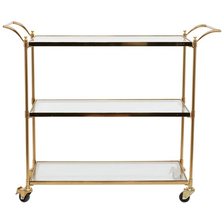 Image 6 Aberdeen 37 1/2" Wide Brass Metal 3-Shelf Bar Cart more views
