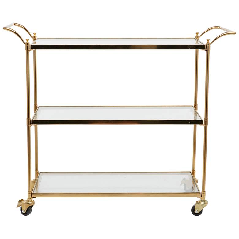 Image 6 Aberdeen 37 1/2 inch Wide Brass Metal 3-Shelf Bar Cart more views