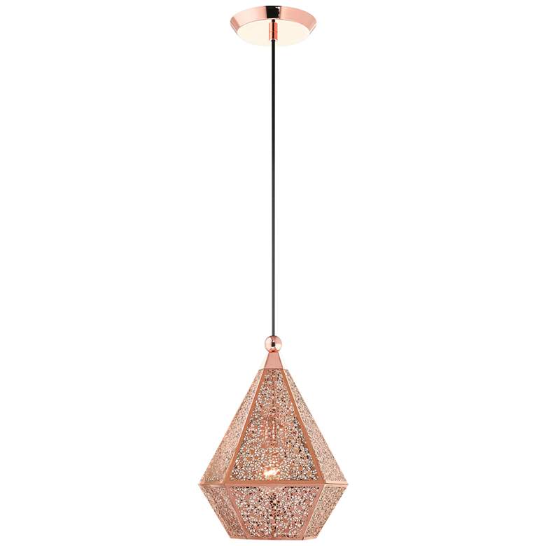 Image 2 Aberdeen 9 3/4"W Rose Gold Diamond-Shaped Mini Pendant Light
