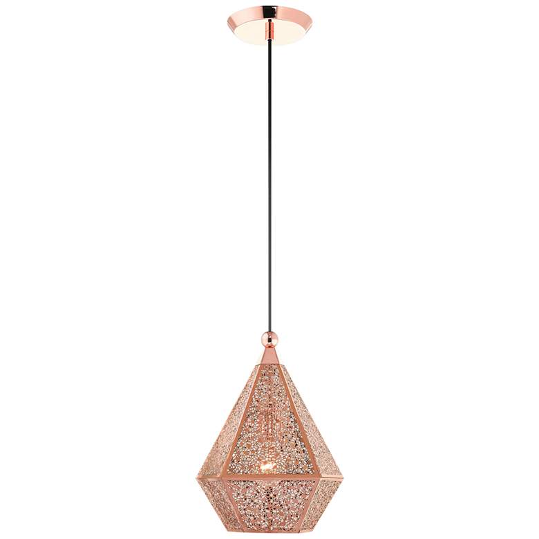 Image 2 Aberdeen 9 3/4 inchW Rose Gold Diamond-Shaped Mini Pendant Light