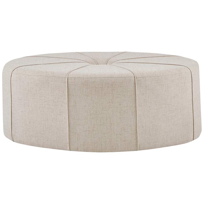 Image 2 Aberdeen Cream Fabric Tufted Oval Ottoman