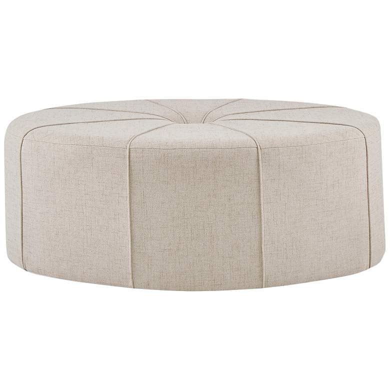 Image 2 Aberdeen Cream Fabric Tufted Oval Ottoman