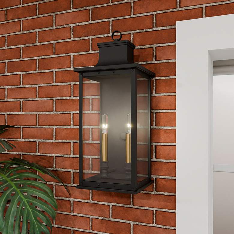 Image 2 Abernathy 19 1/2"H Matte Black 2-Light Outdoor Wall Light