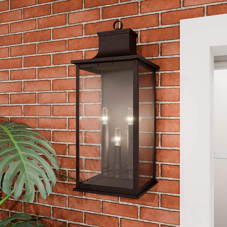 Image 1 Abernathy 22 1/2" High Old Bronze 3-Light Outdoor Wall Light