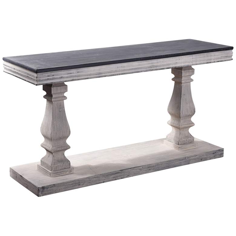Image 1 Abernathy 59" Wide Gray Candlestick Pillar Rectangular Console Table