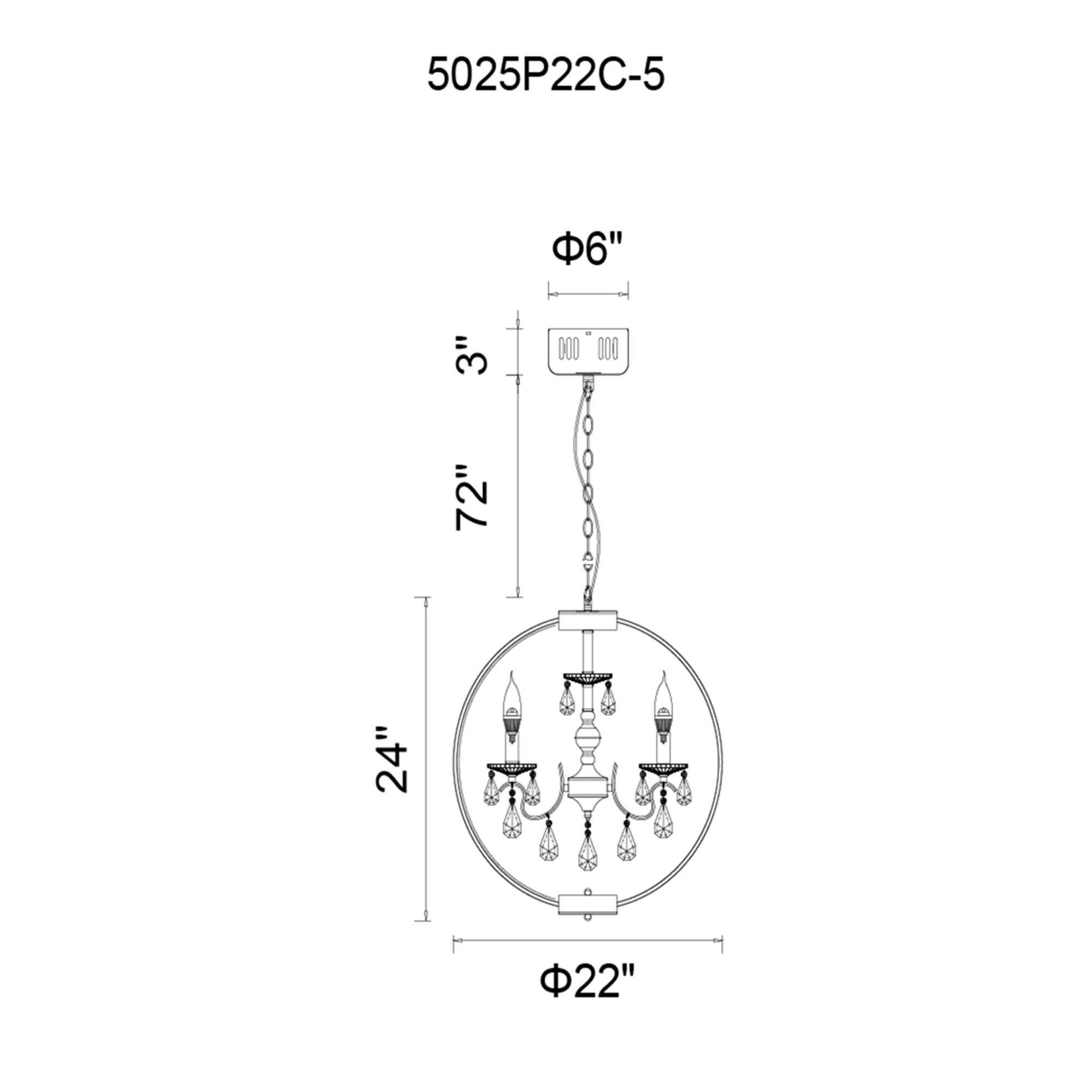 Image 6 Abia 5 Light Up Chandelier With Chrome Finish more views