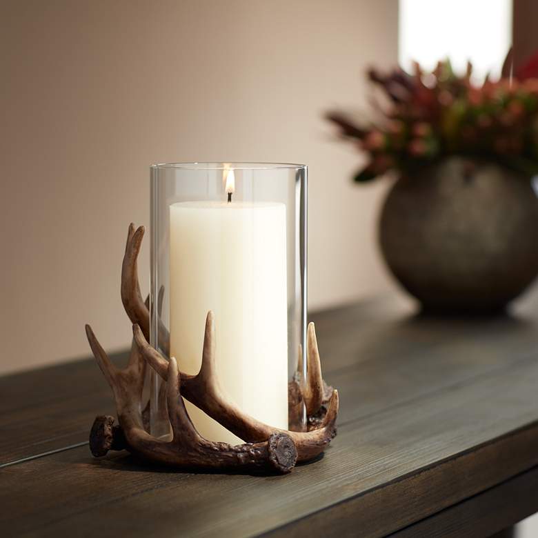 Image 1 Abie Brown Antler Candle Holder with Glass Tube