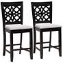 Abigail 25 1/2" Gray Fabric Brown Counter Stools Set of 2