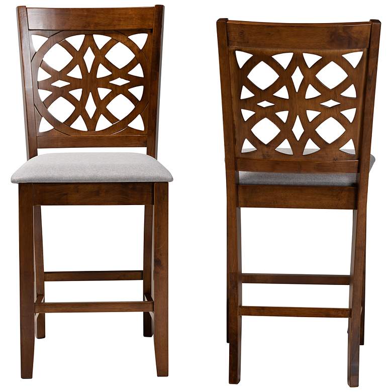 Image 6 Abigail 25 1/2 inch Gray Fabric Walnut Counter Stools Set of 2 more views