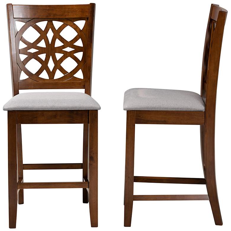 Image 7 Abigail 25 1/2 inch Gray Fabric Walnut Counter Stools Set of 2 more views