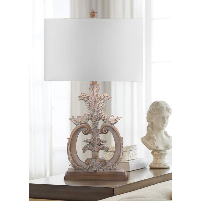 Image 1 Abigail Beige and White Wash Ornate Table Lamp
