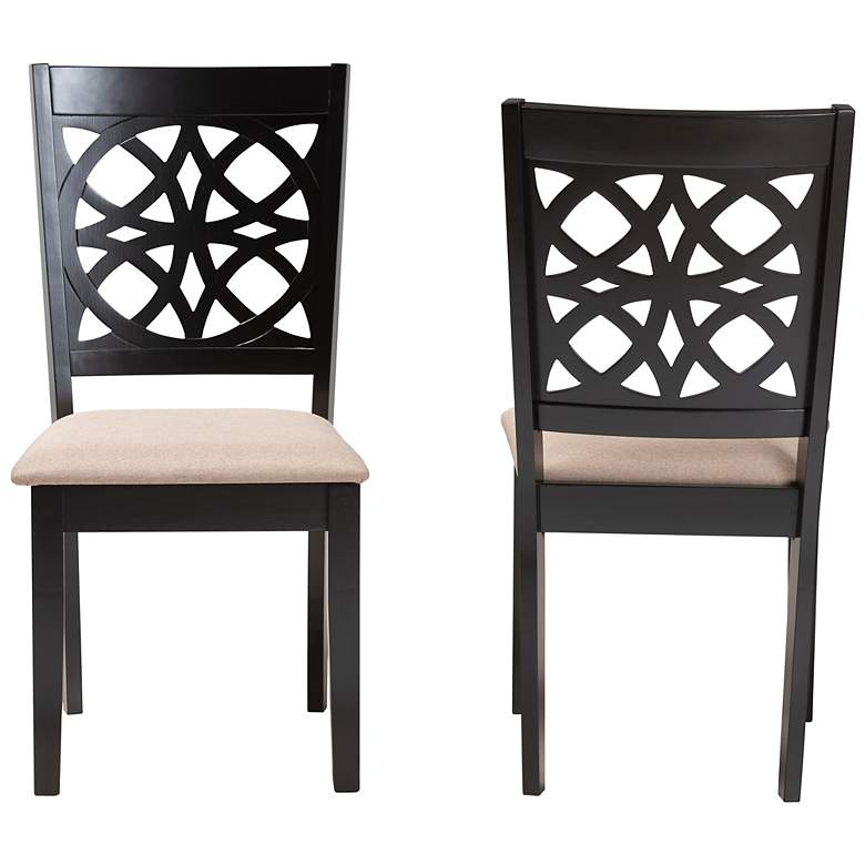 Image 6 Abigail Beige Fabric Dark Brown Wood Dining Chairs Set of 2 more views