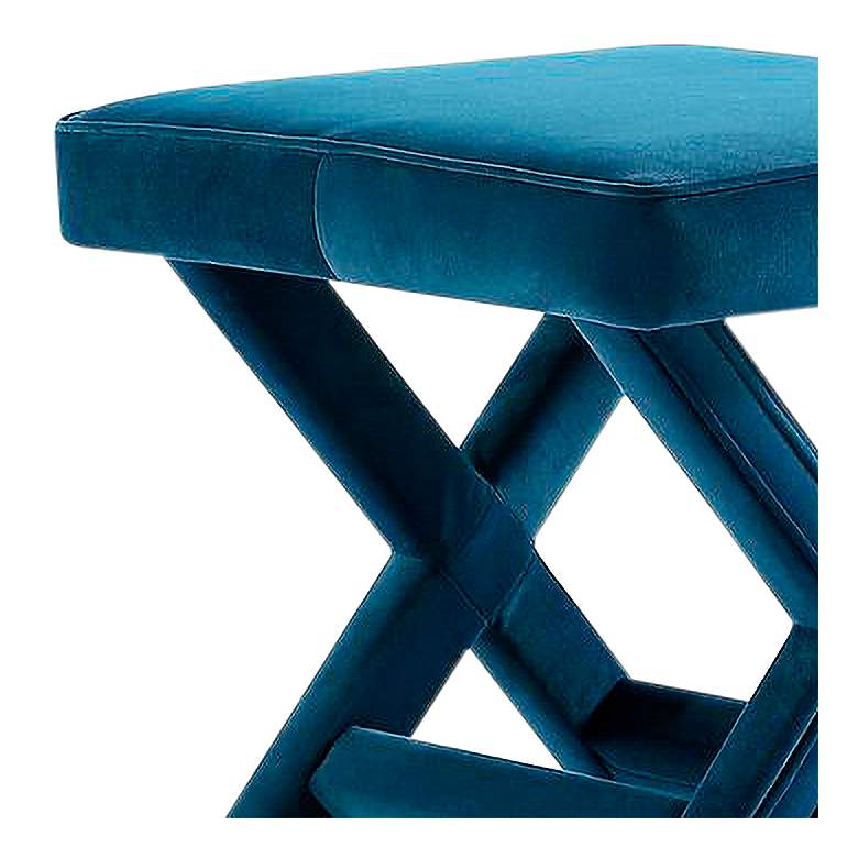 Image 3 Abigail Blue Velvet Fabric Ottoman more views