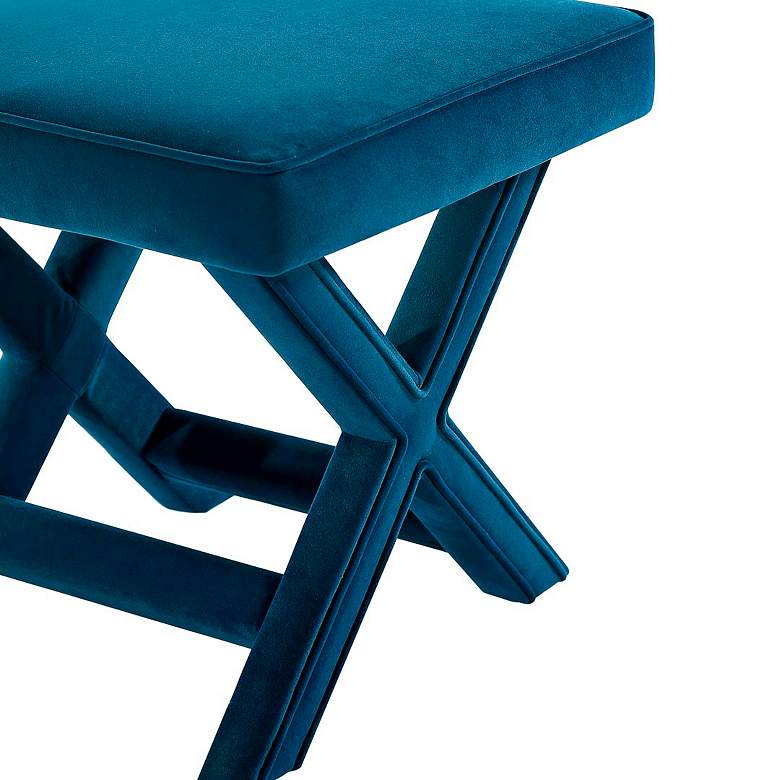 Image 4 Abigail Blue Velvet Fabric Ottoman more views