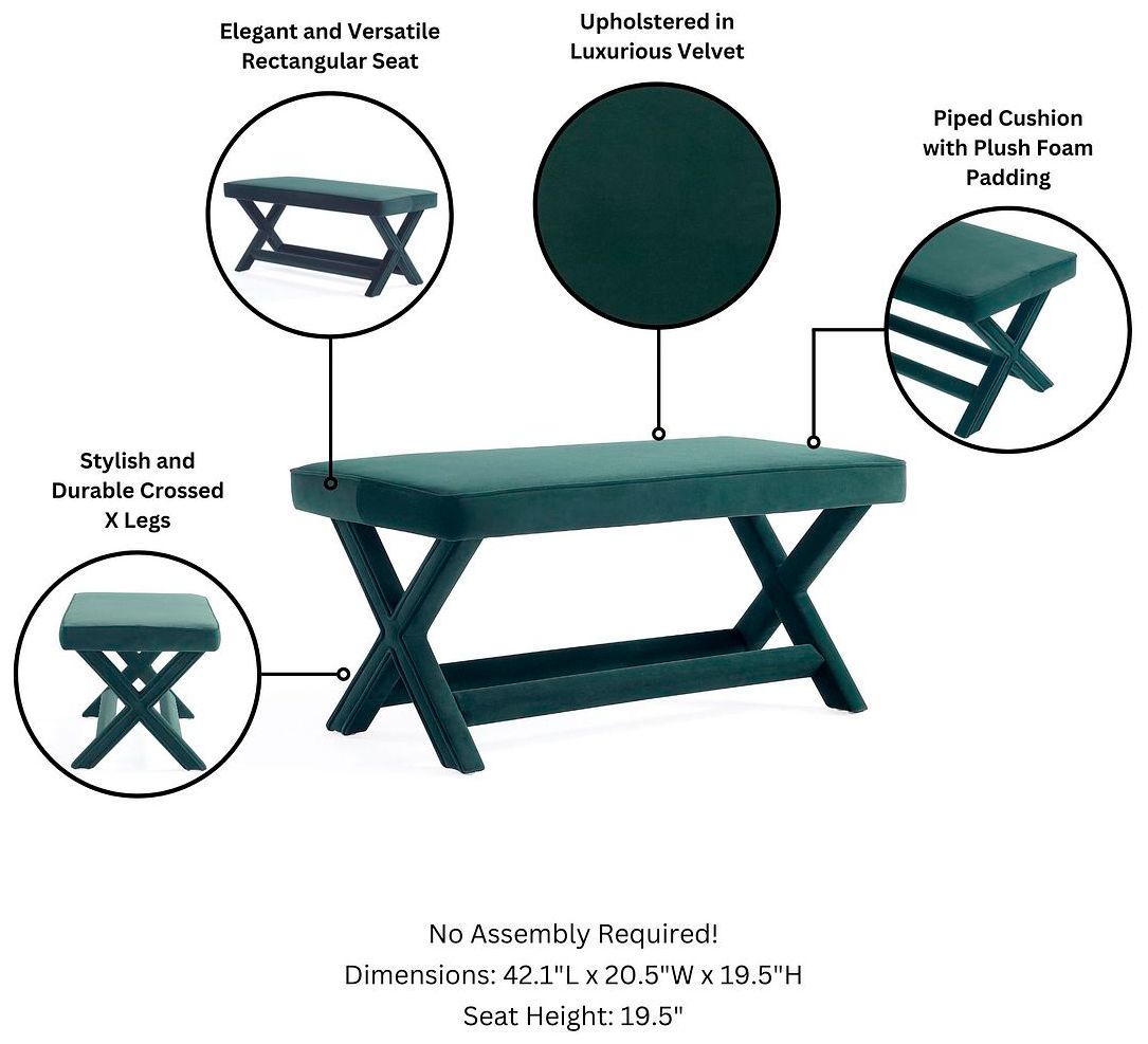 Image 4 Abigail Double Ottoman Bench in Green more views