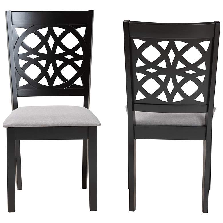 Image 6 Abigail Gray Fabric Dark Brown Wood Dining Chairs Set of 2 more views