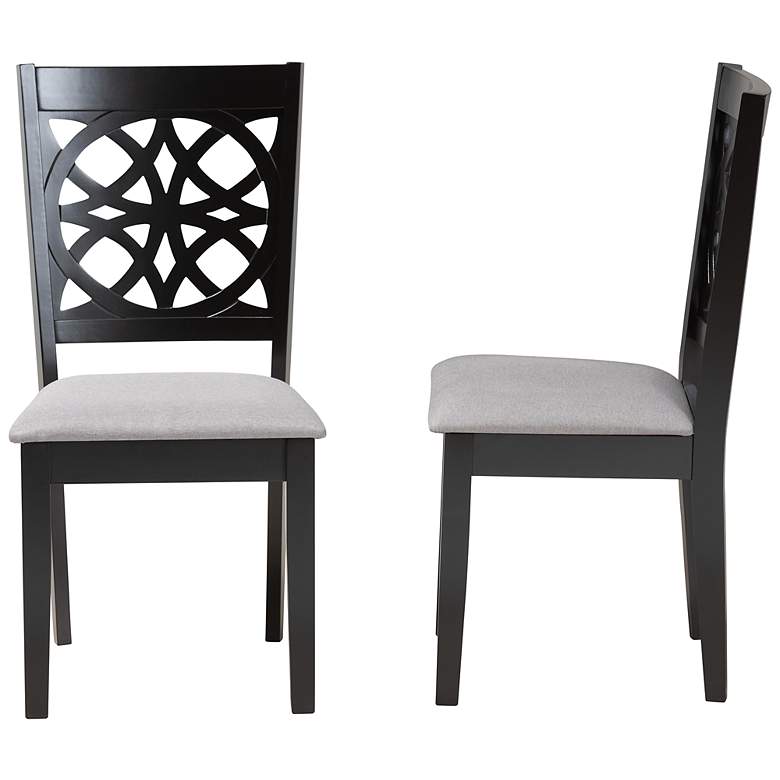 Image 7 Abigail Gray Fabric Dark Brown Wood Dining Chairs Set of 2 more views