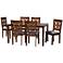 Abigail Gray Fabric Walnut Brown Wood 7-Piece Dining Set
