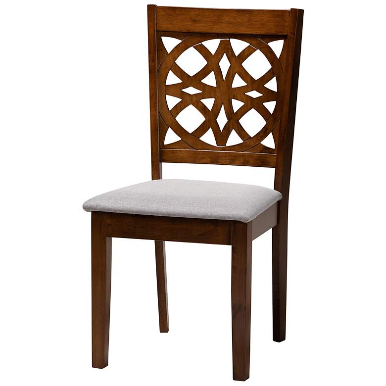 Image 7 Abigail Gray Fabric Walnut Brown Wood 7-Piece Dining Set more views