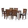 Abigail Gray Fabric Walnut Brown Wood 7-Piece Dining Set
