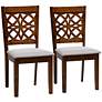 2_Abigail Gray Fabric Walnut Brown Wood Dining Chairs Set of 2