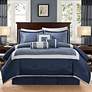 Thumbnail1 of Abigail Navy Pieced 7-Piece King Comforter Bed Set