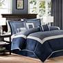 Abigail Navy Pieced 7-Piece Queen Comforter Bed Set