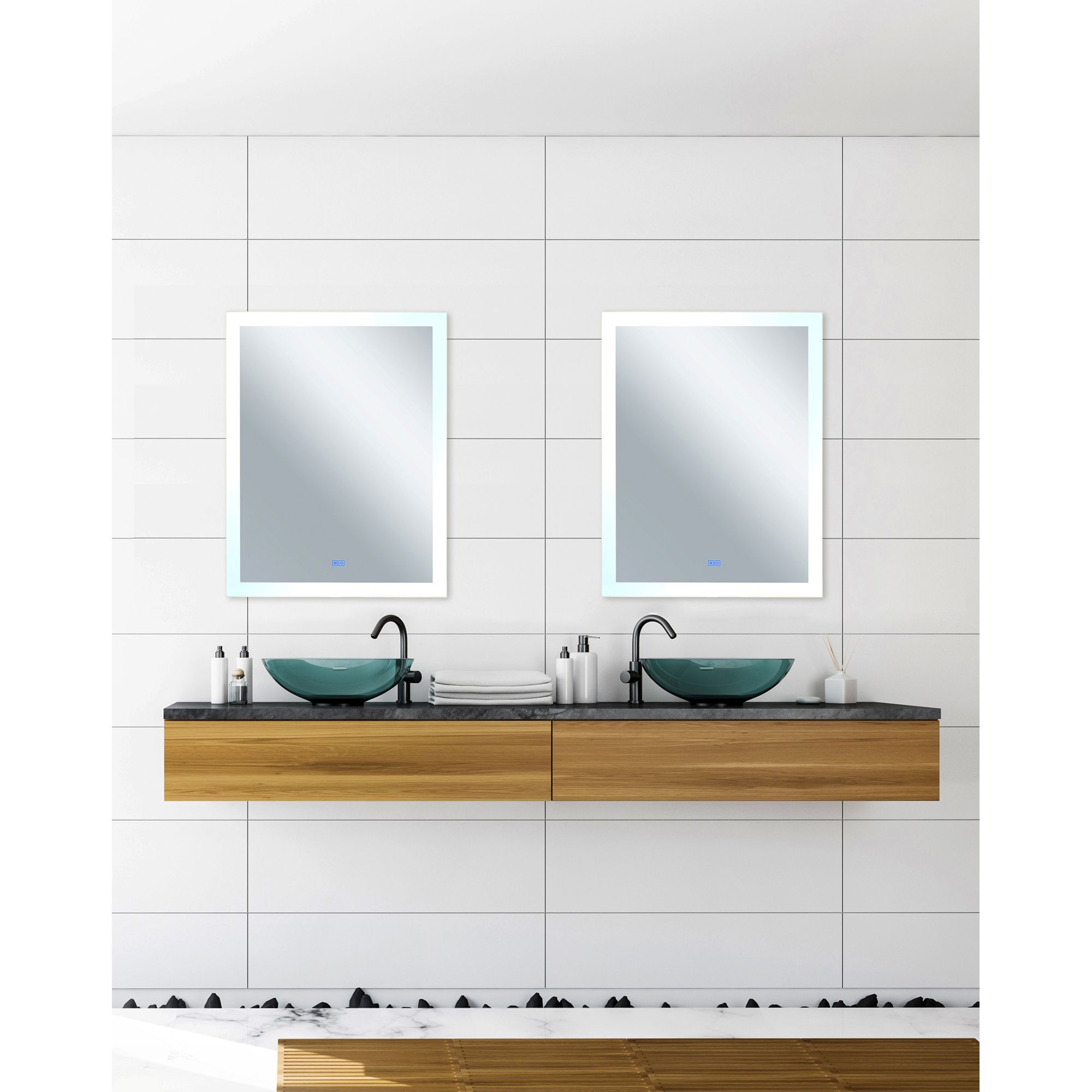 Image 5 Abigail Rectangle Matte White LED 32 in. Mirror more views