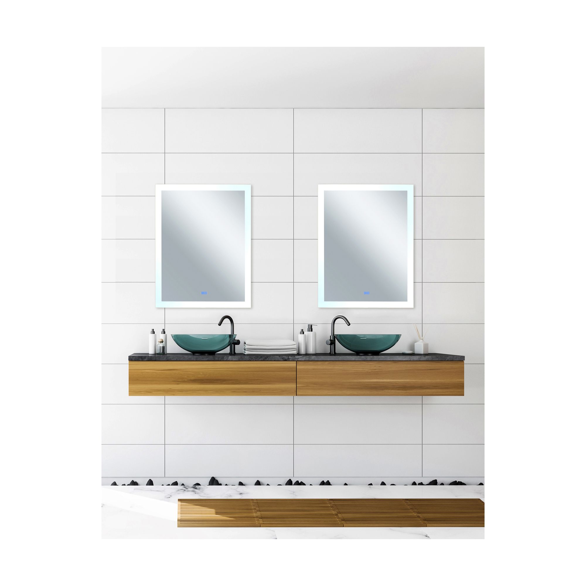 Image 7 Abigail Rectangle Matte White LED 32 in. Mirror more views