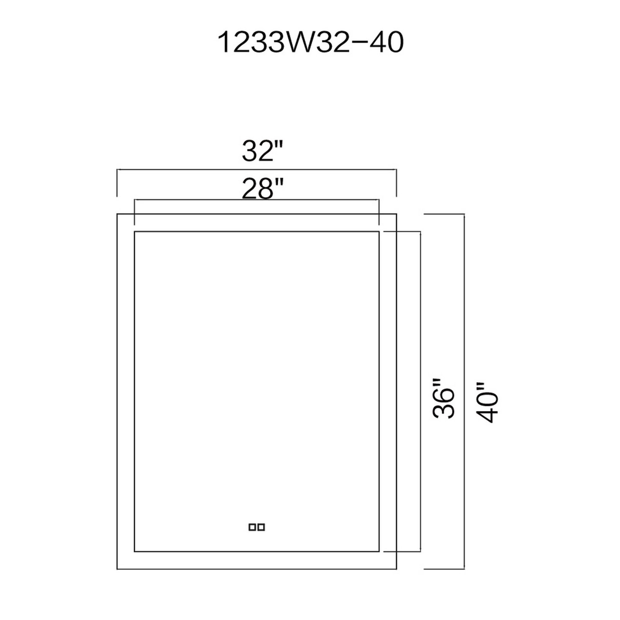 Abigail Rectangle Matte White LED 32 in. Mirror