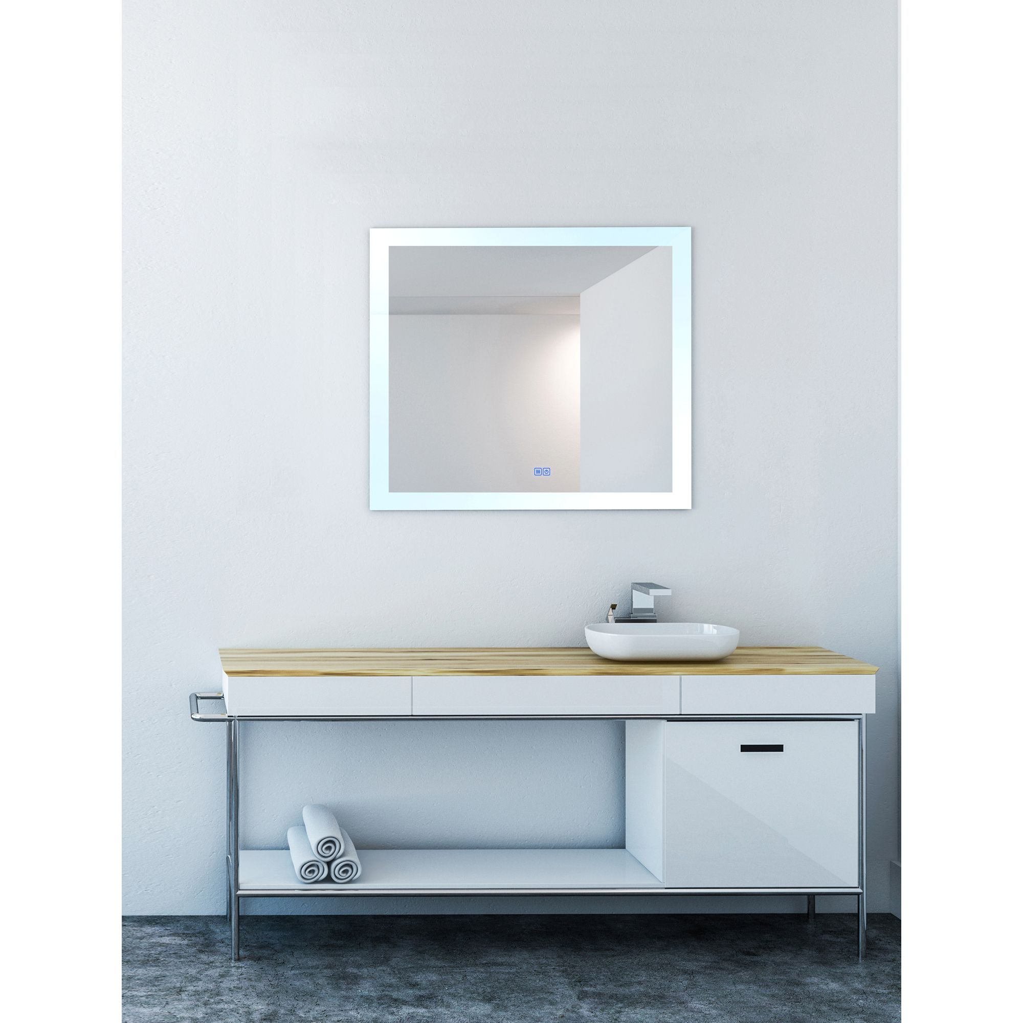Image 4 Abigail Rectangle Matte White LED 40 in. Mirror more views