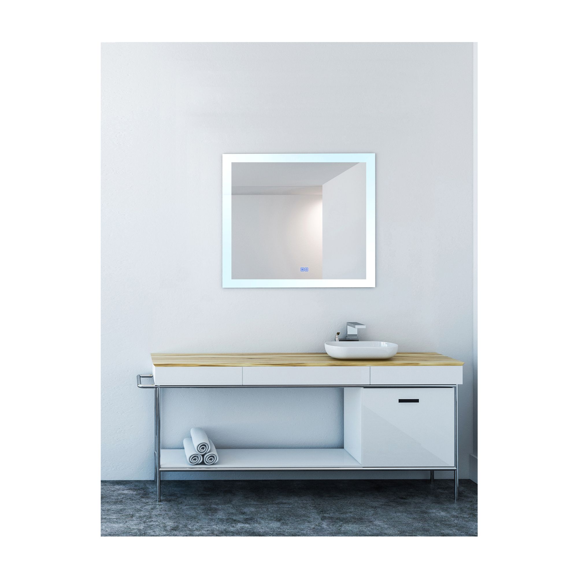 Image 6 Abigail Rectangle Matte White LED 40 in. Mirror more views