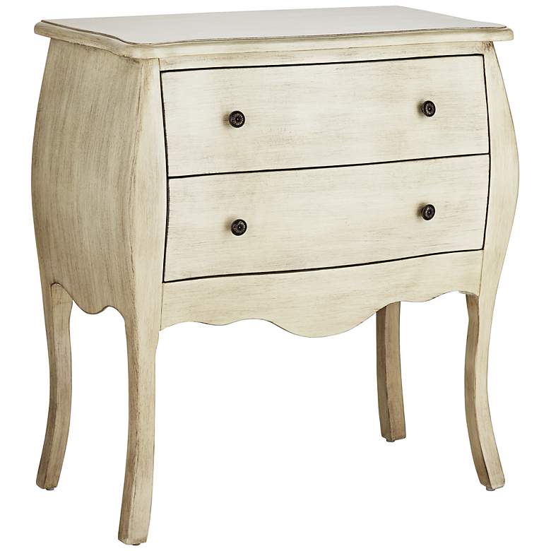 Image 1 Abigail Vintage White 2-Drawer Wood Bombe Accent Chest